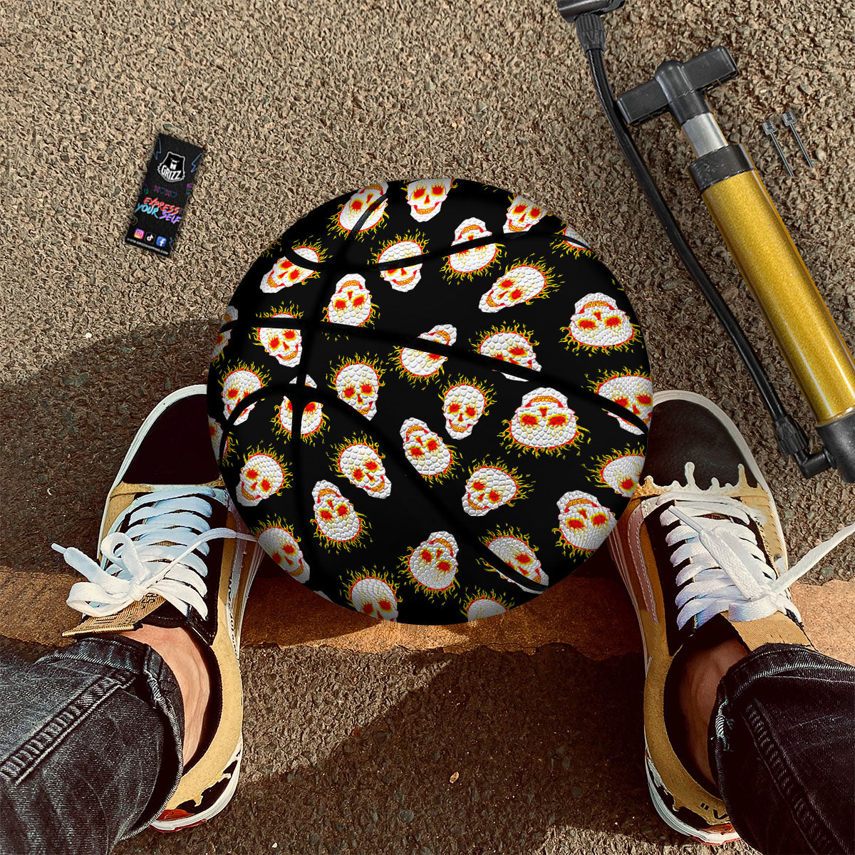 In Flames Skull Print Pattern Basketball-grizzshop