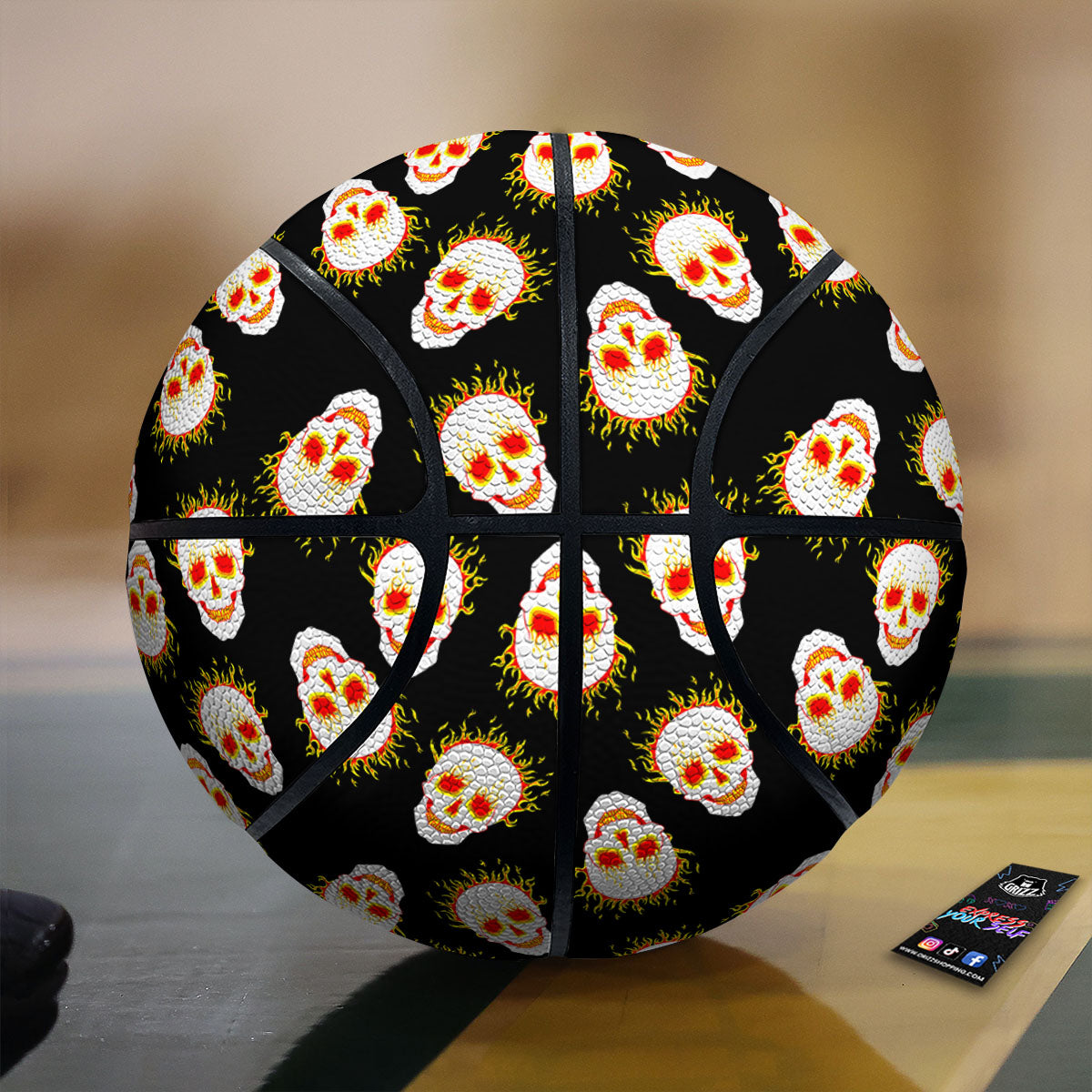In Flames Skull Print Pattern Basketball-grizzshop