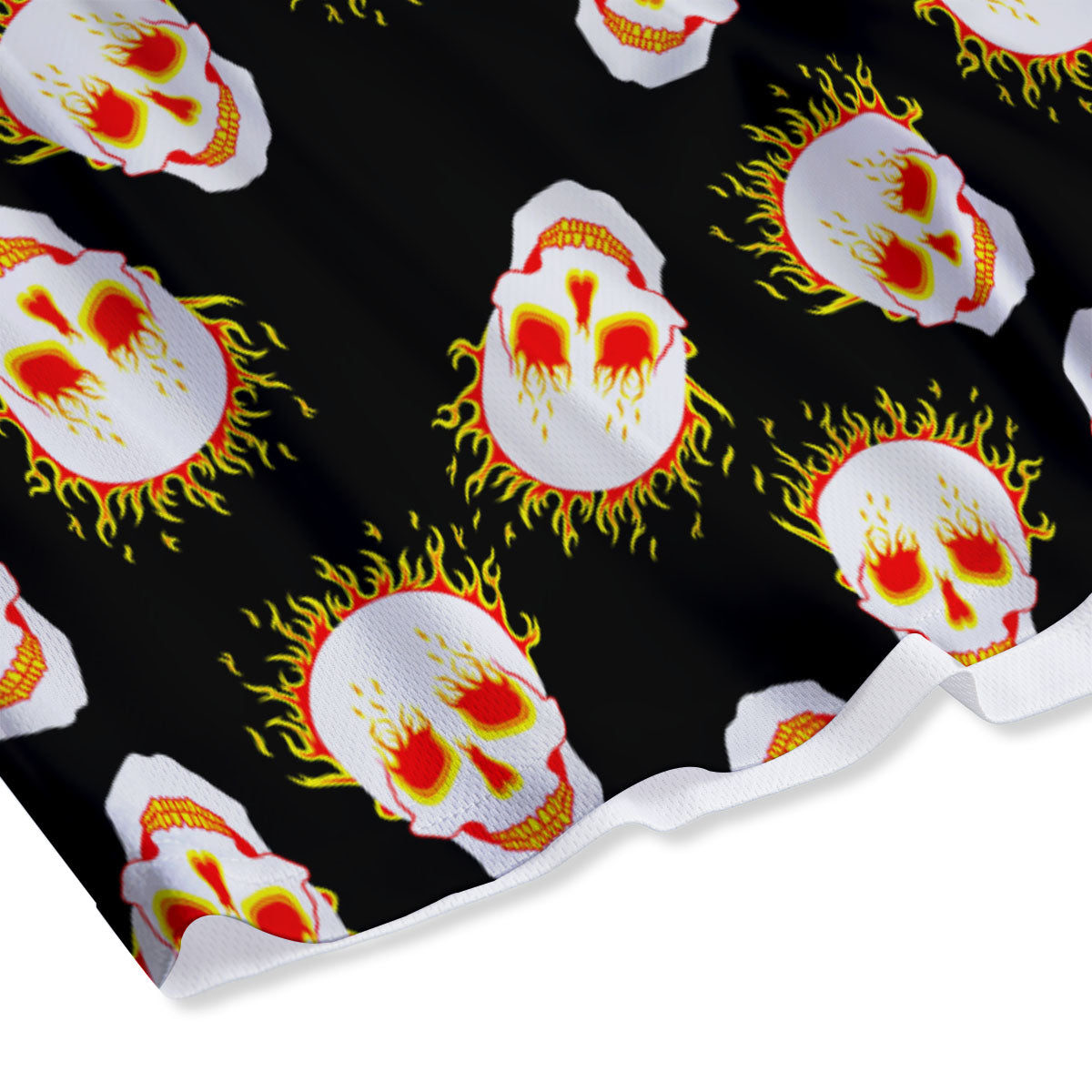 In Flames Skull Print Pattern Mesh Shorts