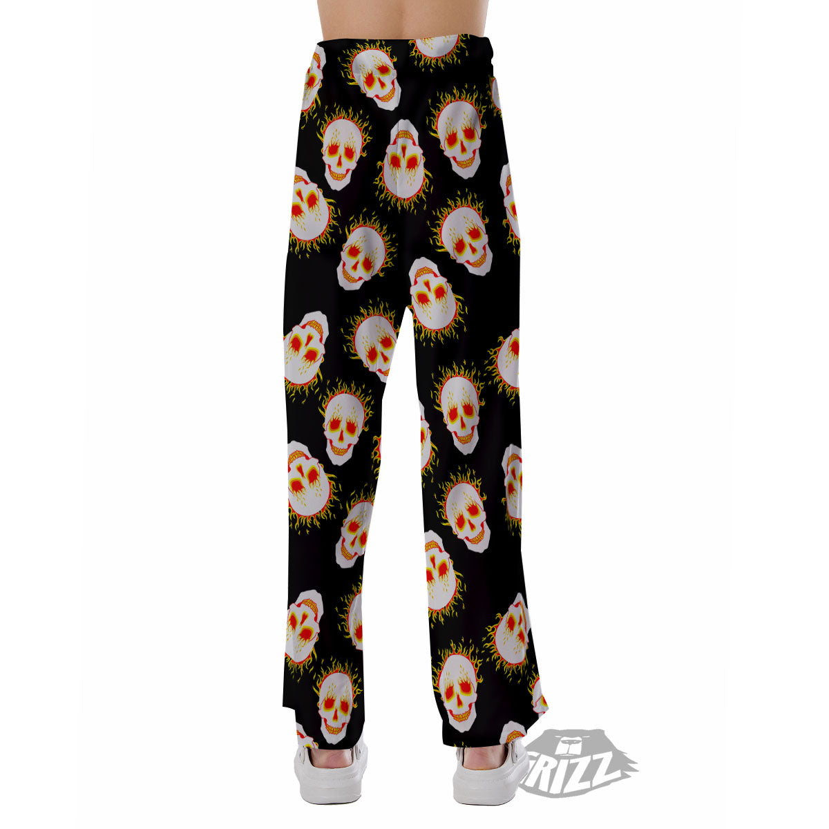 In Flames Skull Print Pattern Pajama Pants-grizzshop
