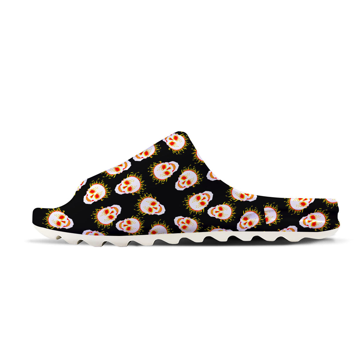 In Flames Skull Print Pattern Sandals-grizzshop