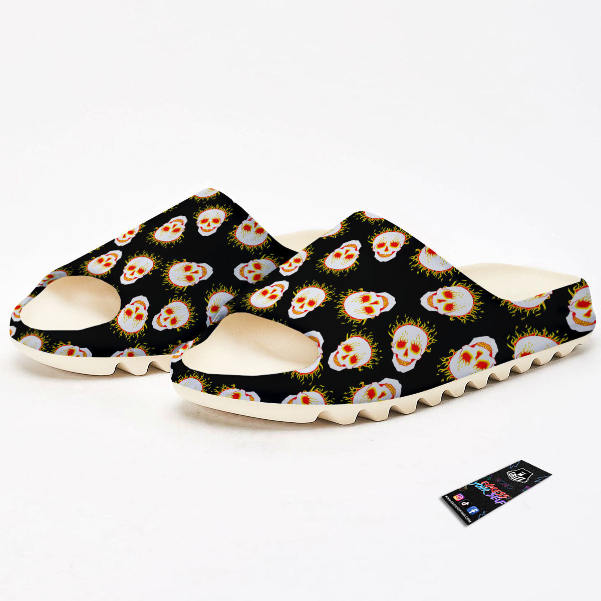 In Flames Skull Print Pattern Sandals-grizzshop