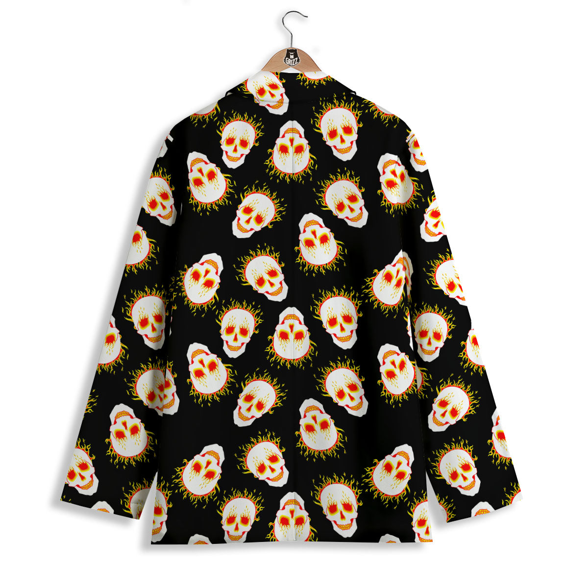 In Flames Skull Print Pattern Women's Blazer-grizzshop