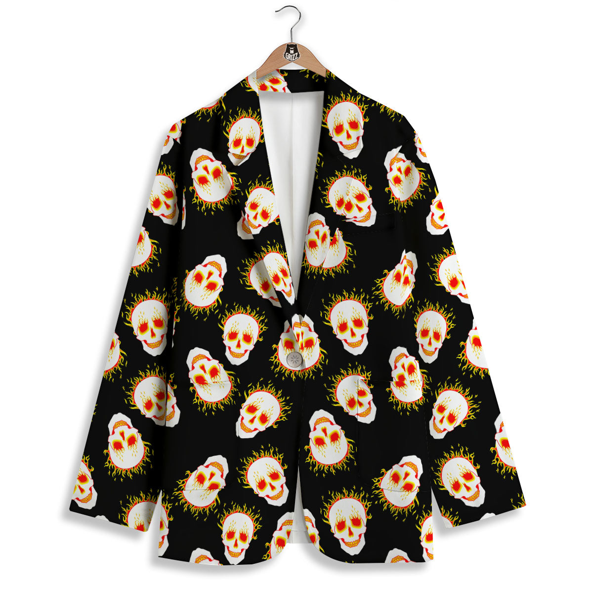 In Flames Skull Print Pattern Women's Blazer-grizzshop