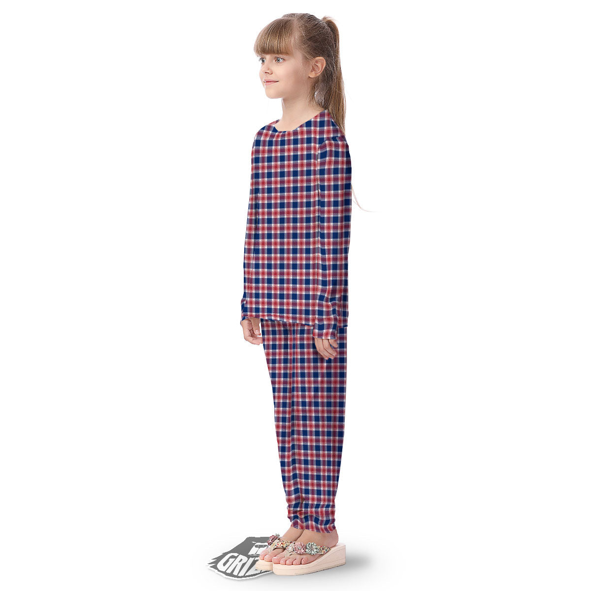 Independence Day American Plaid Print Kid's Pajamas-grizzshop