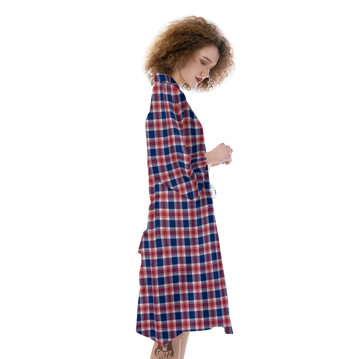 Independence Day American Plaid Print Kimono-grizzshop