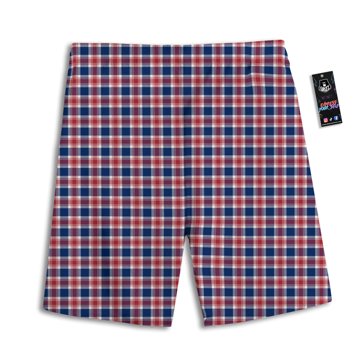 Independence Day American Plaid Print Men's Athletic Shorts