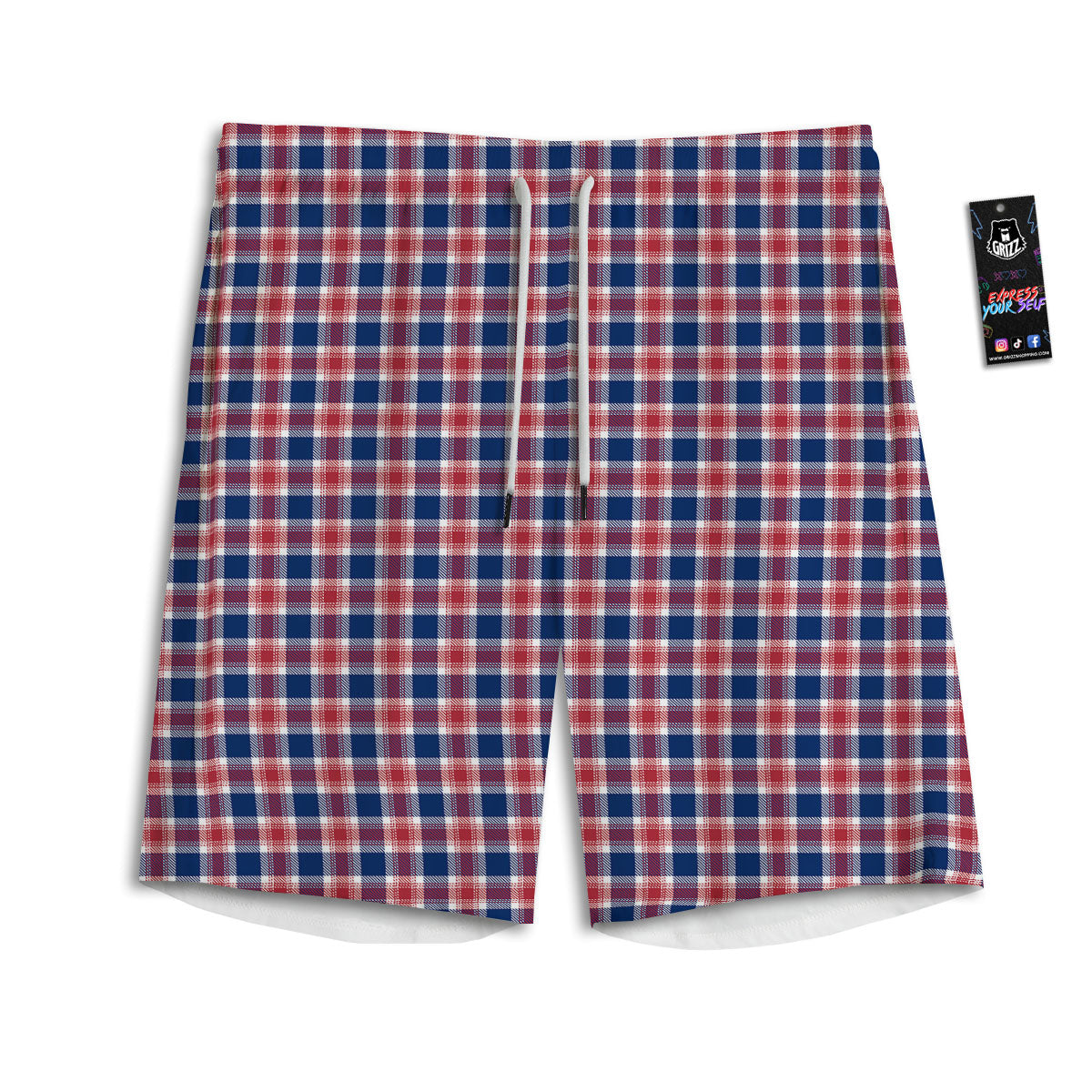 Independence Day American Plaid Print Men's Athletic Shorts