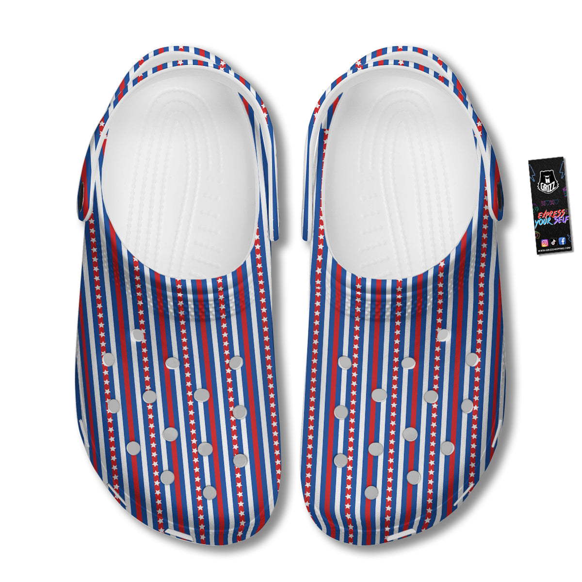 Independence Day USA Print Pattern Clog-grizzshop