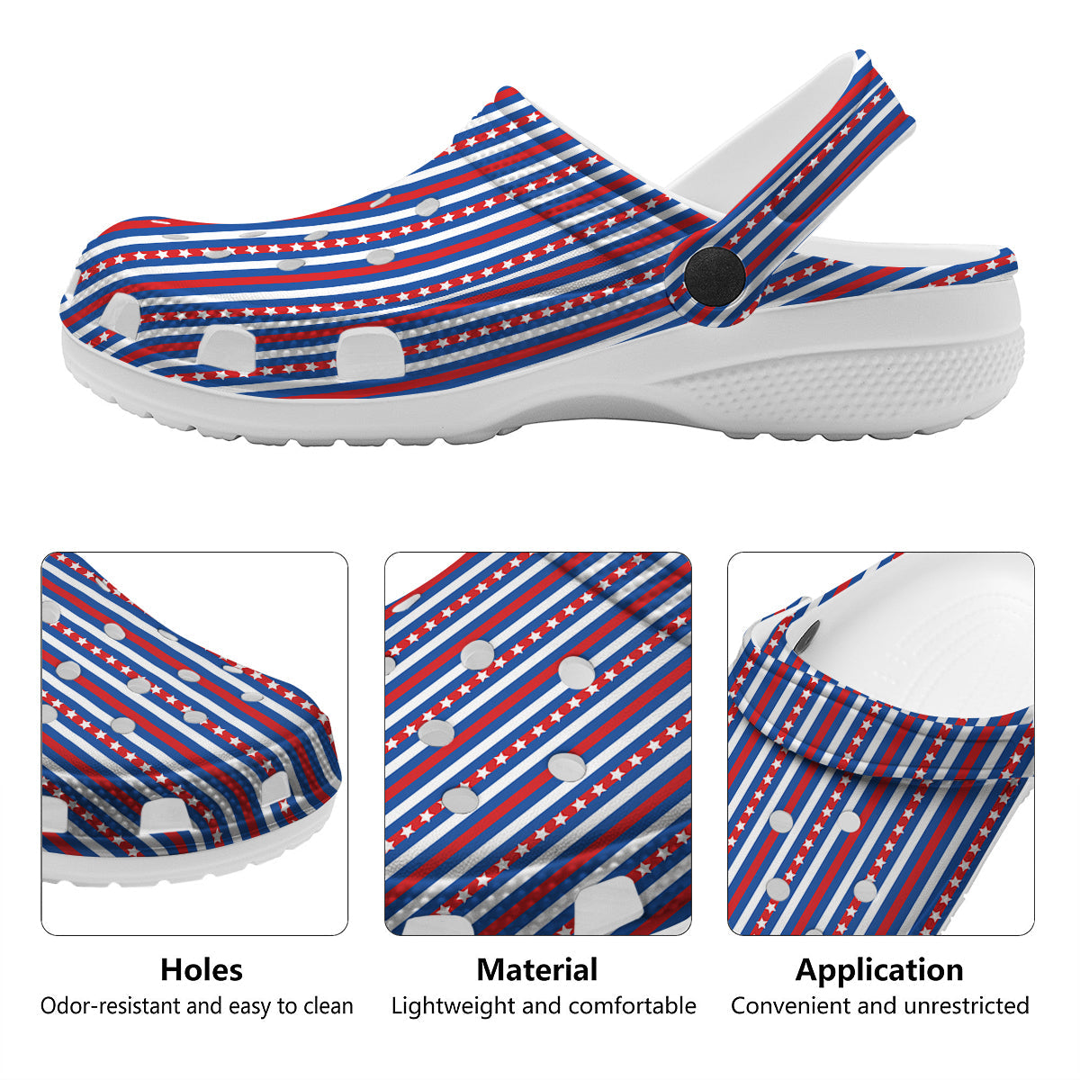 Independence Day USA Print Pattern Clog-grizzshop