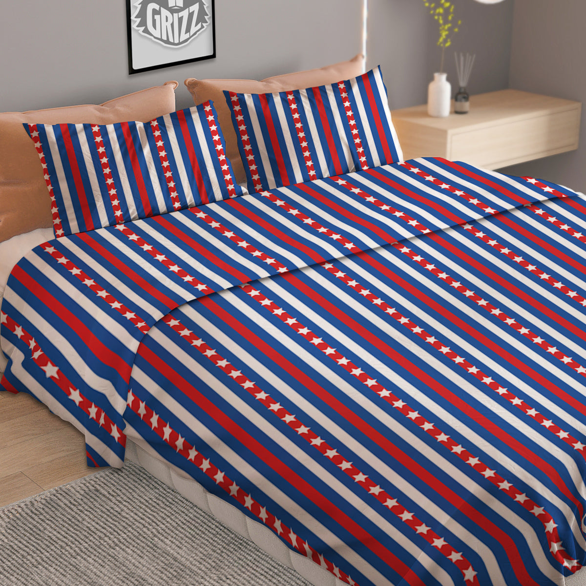 Independence Day USA Print Pattern Duvet Cover Bedding Set