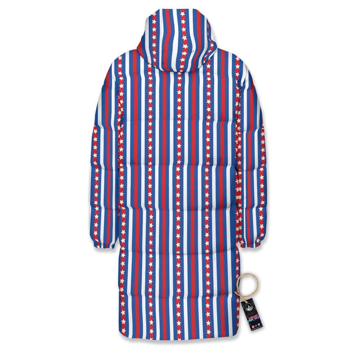 Independence Day USA Print Pattern Long Down Jacket-grizzshop