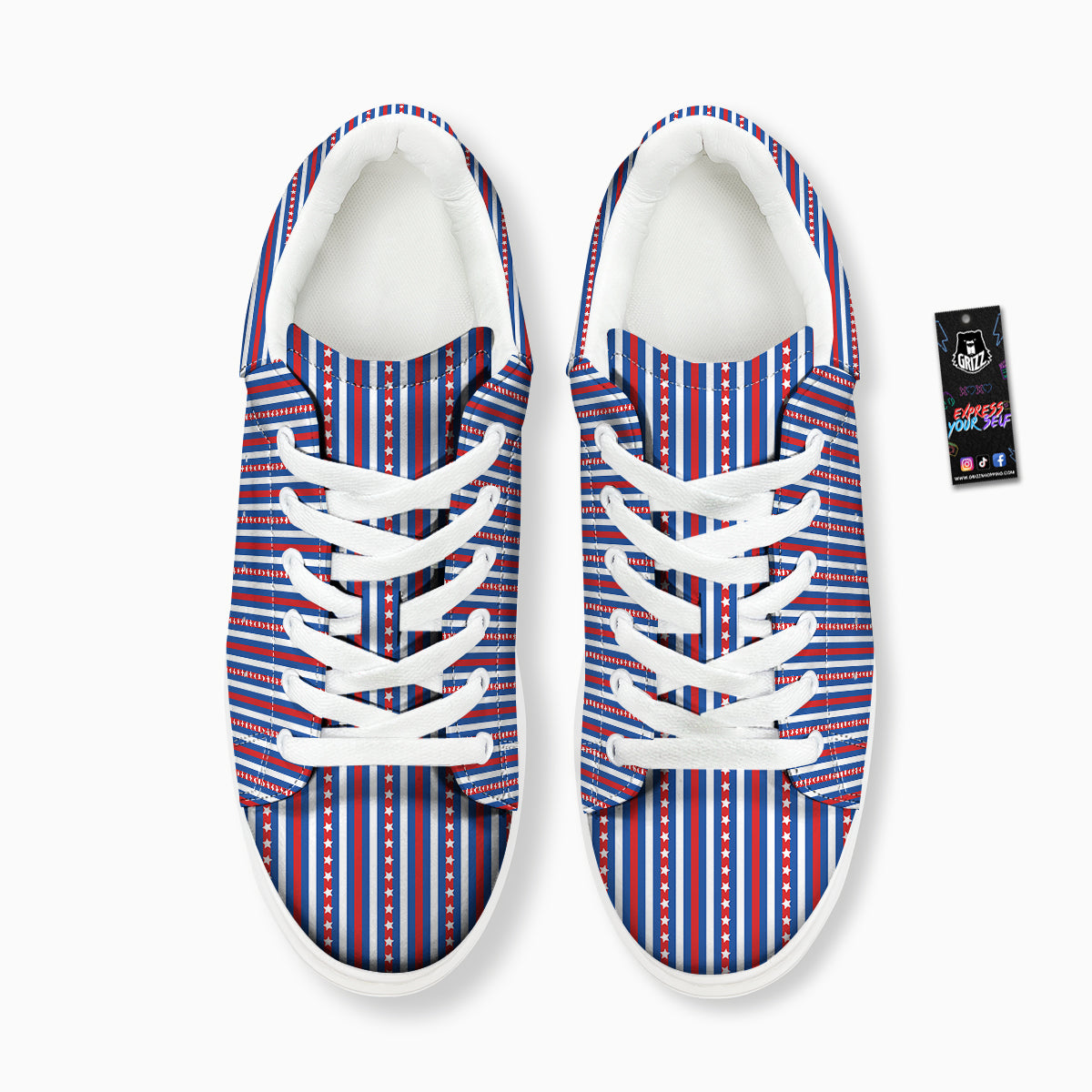 Independence Day USA Print Pattern Platform Shoes-grizzshop