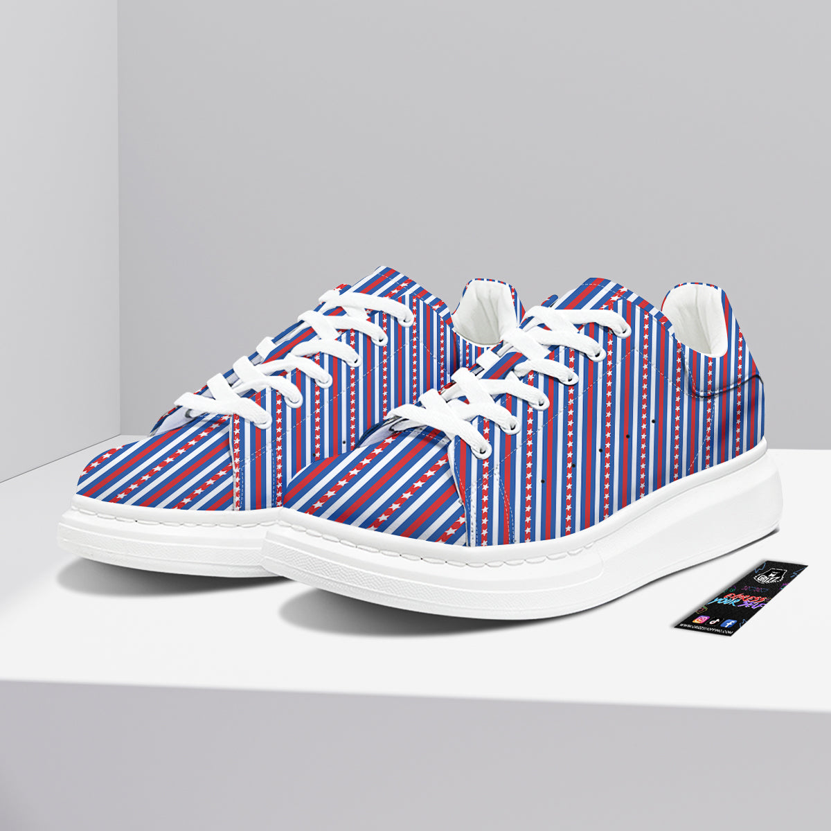 Independence Day USA Print Pattern Platform Shoes-grizzshop