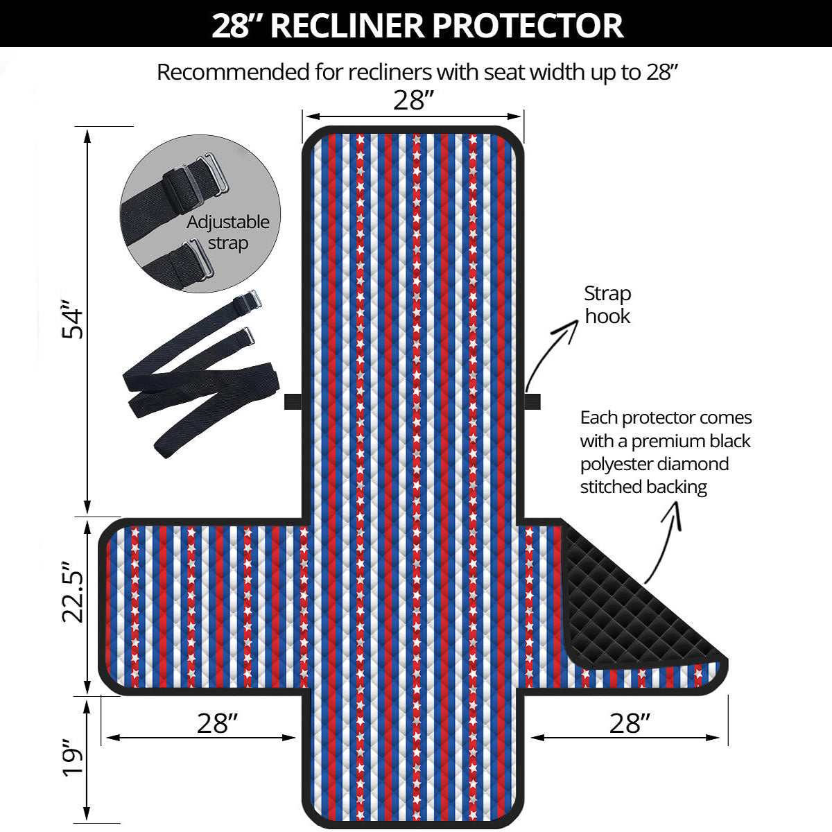 Independence Day USA Print Pattern Recliner Protector-grizzshop