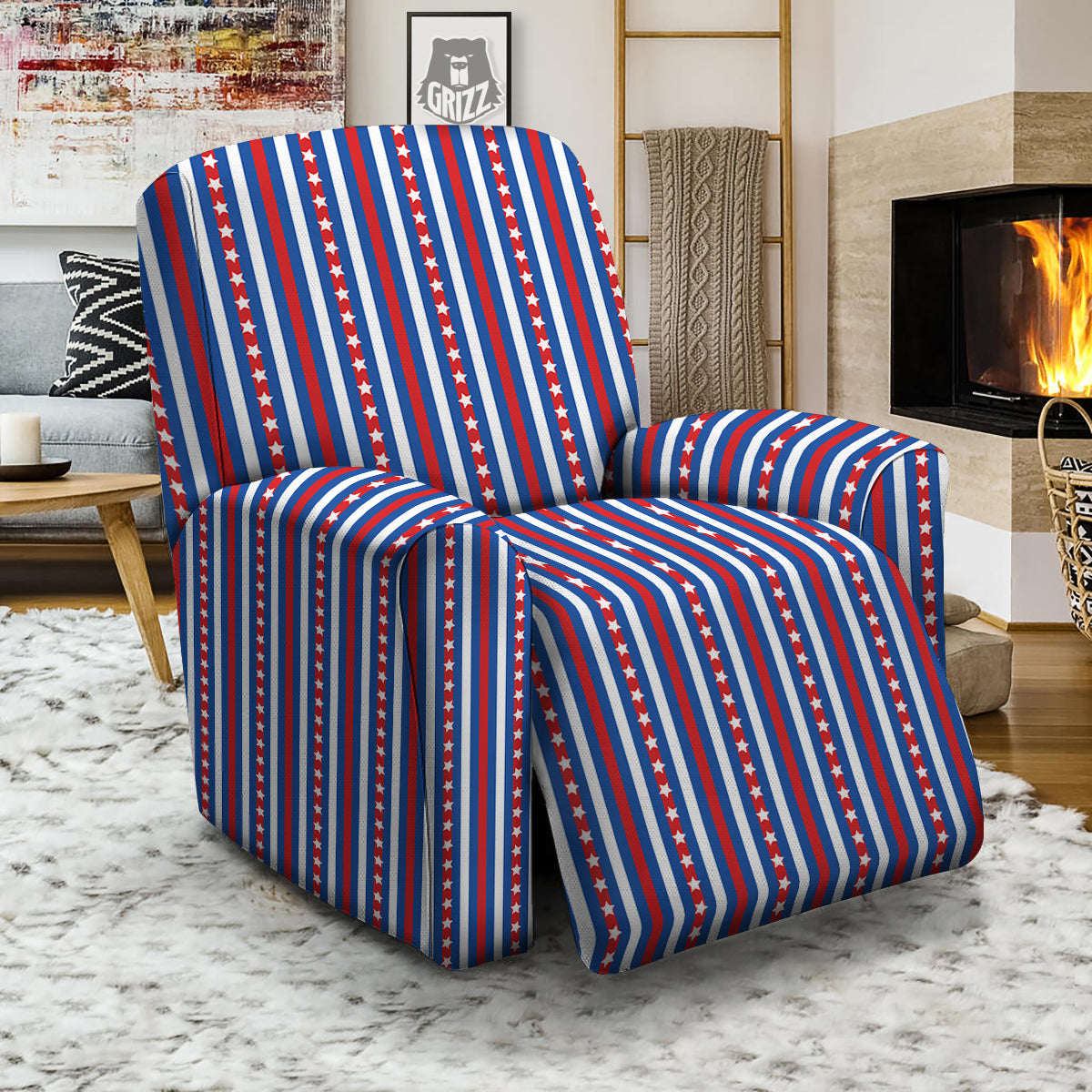 Independence Day USA Print Pattern Recliner Slipcover-grizzshop