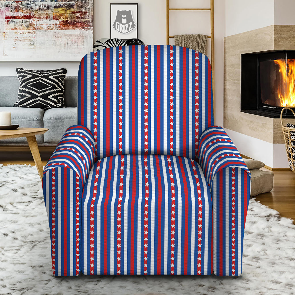 Independence Day USA Print Pattern Recliner Slipcover-grizzshop