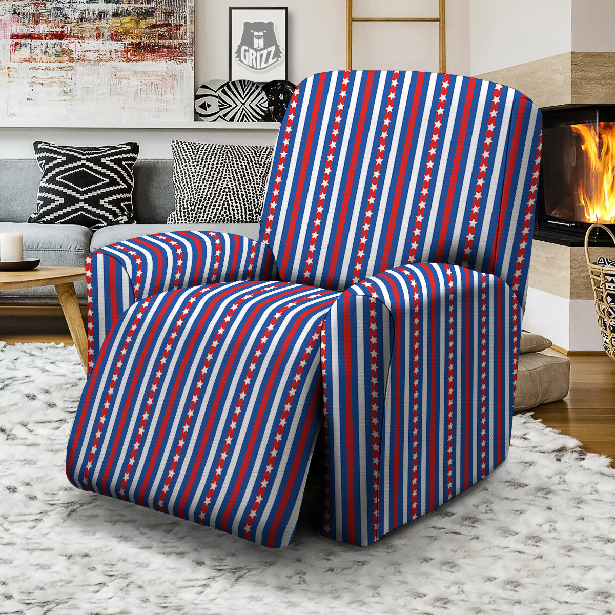 Independence Day USA Print Pattern Recliner Slipcover-grizzshop