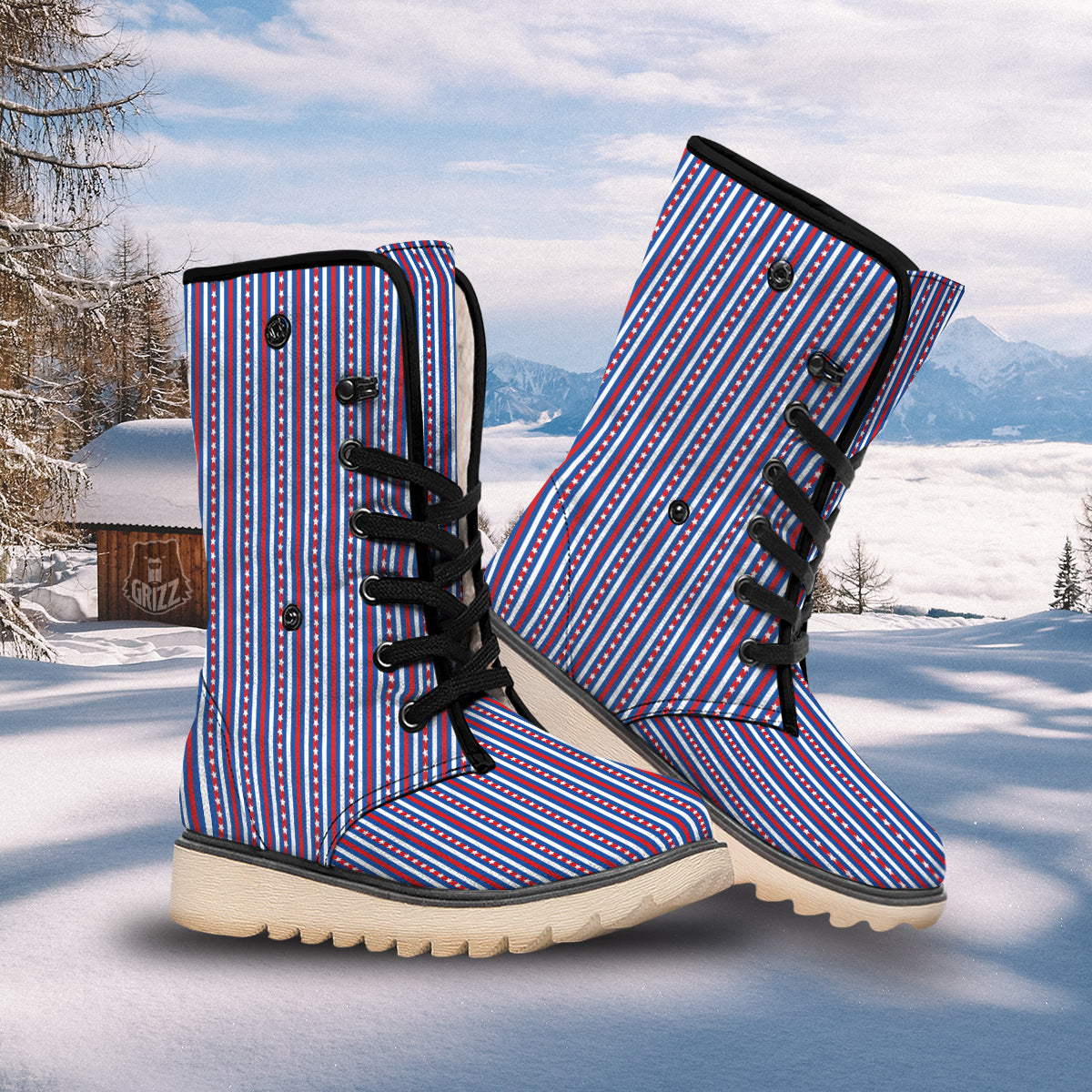 Independence Day USA Print Pattern Snow Boots-grizzshop