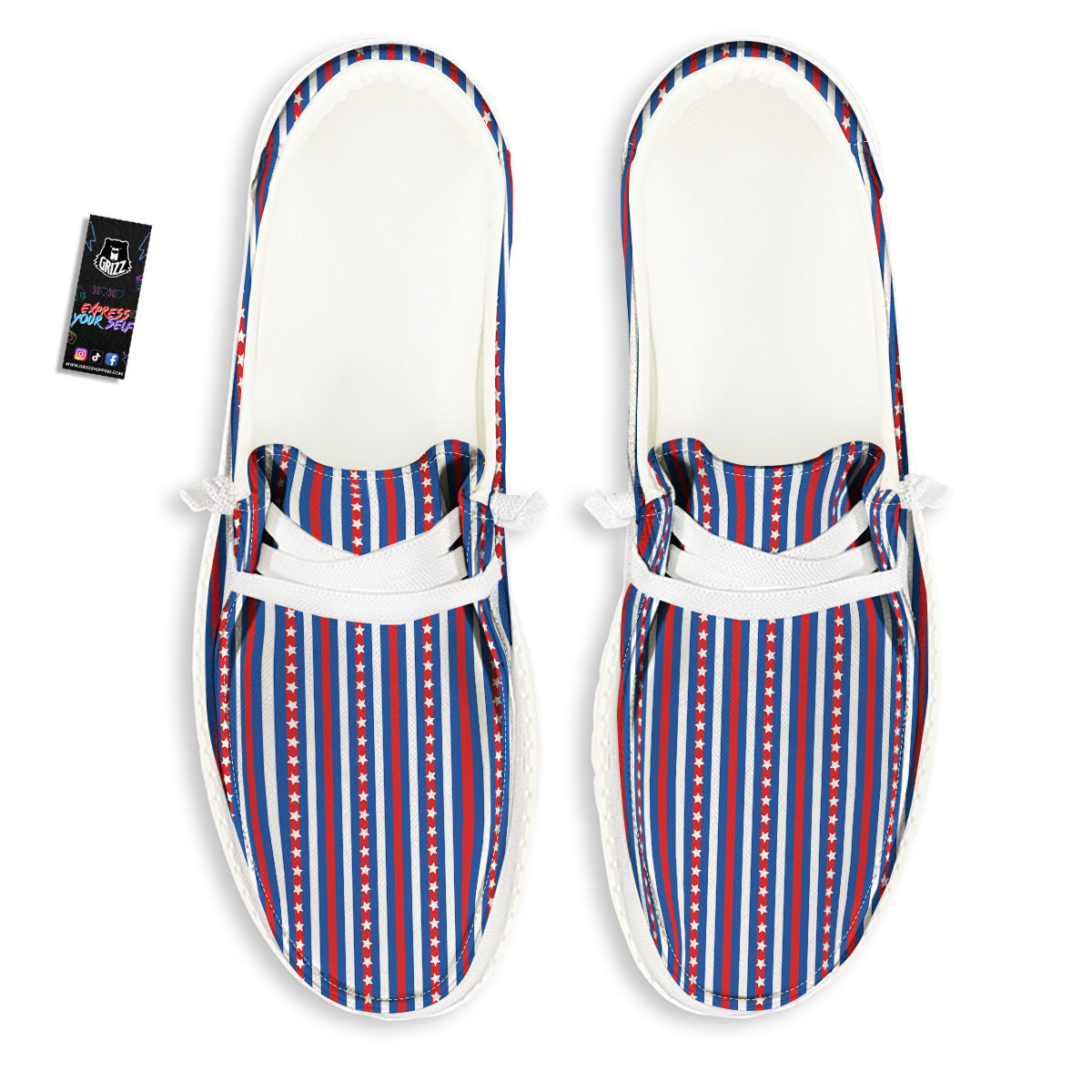 Independence Day USA Print Pattern White Loafers-grizzshop