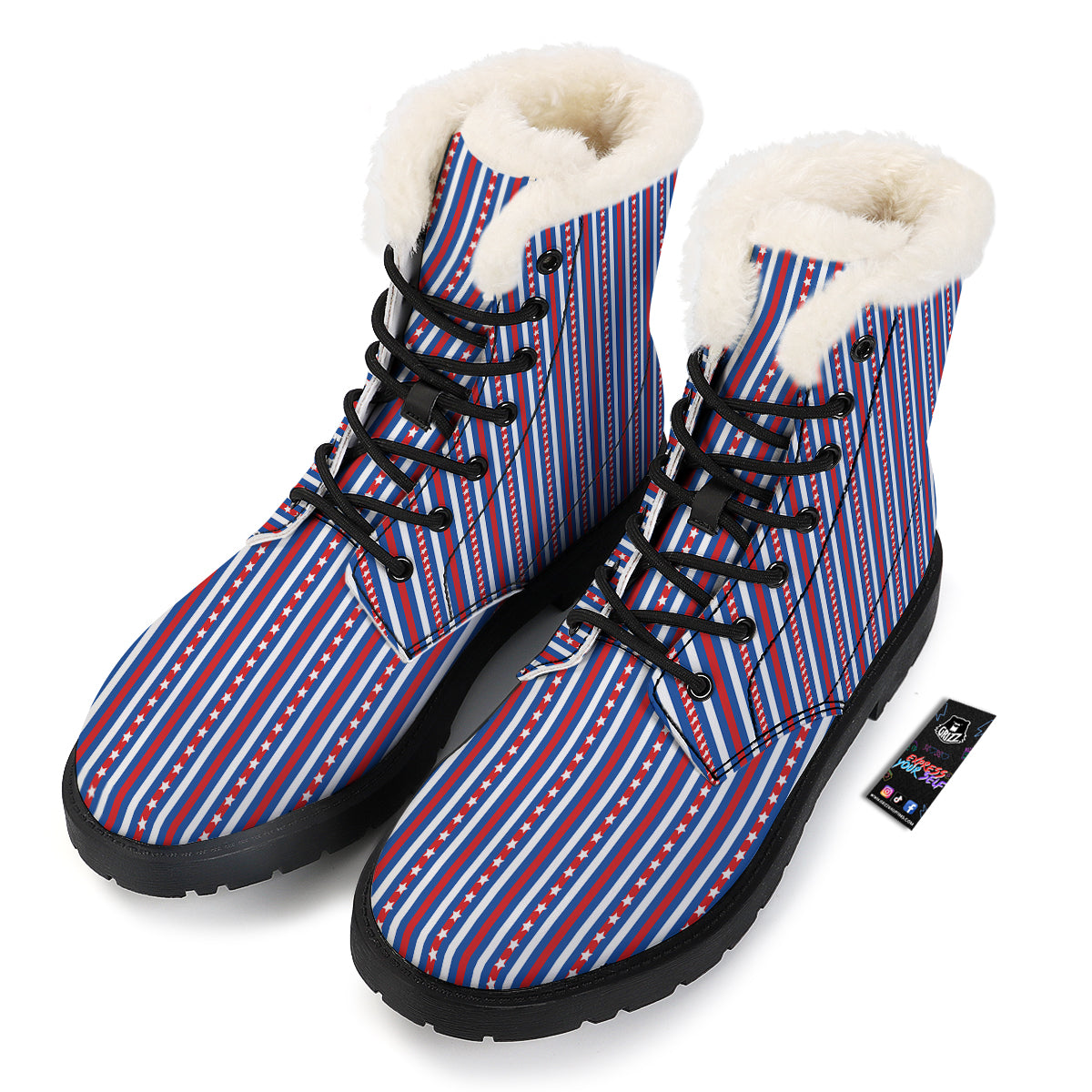 Independence Day USA Print Pattern Winter Boots-grizzshop