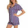 Independence Day USA Print Pattern Women Silk Pajamas-grizzshop