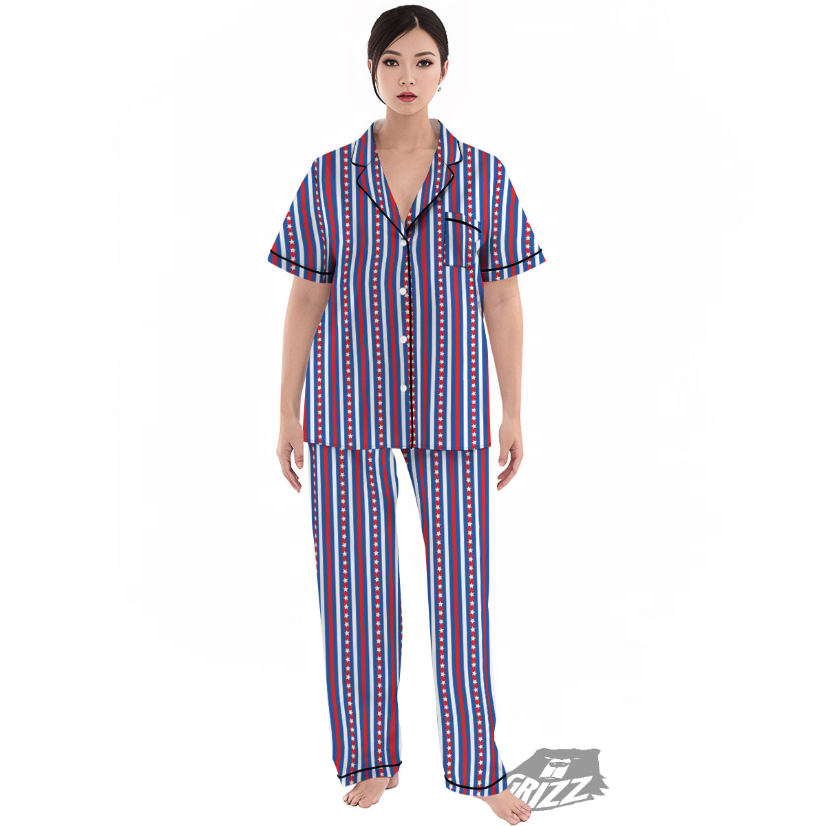 Independence Day USA Print Pattern Women's Pajamas Set-grizzshop