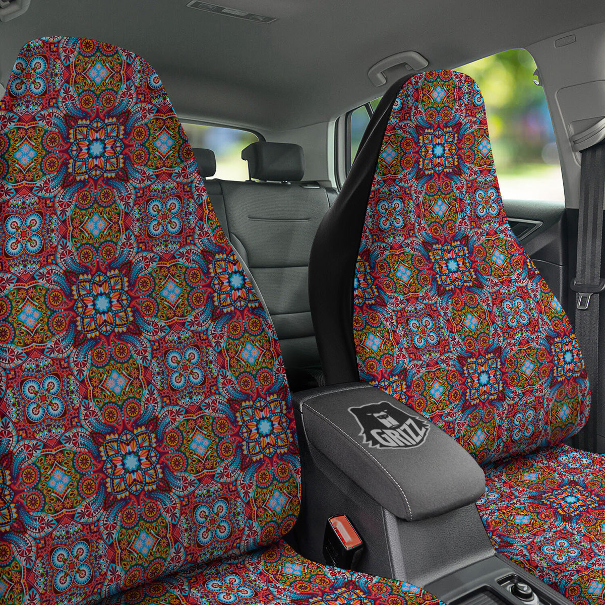 India Paisley Colorful Print Pattern Car Seat Covers-grizzshop