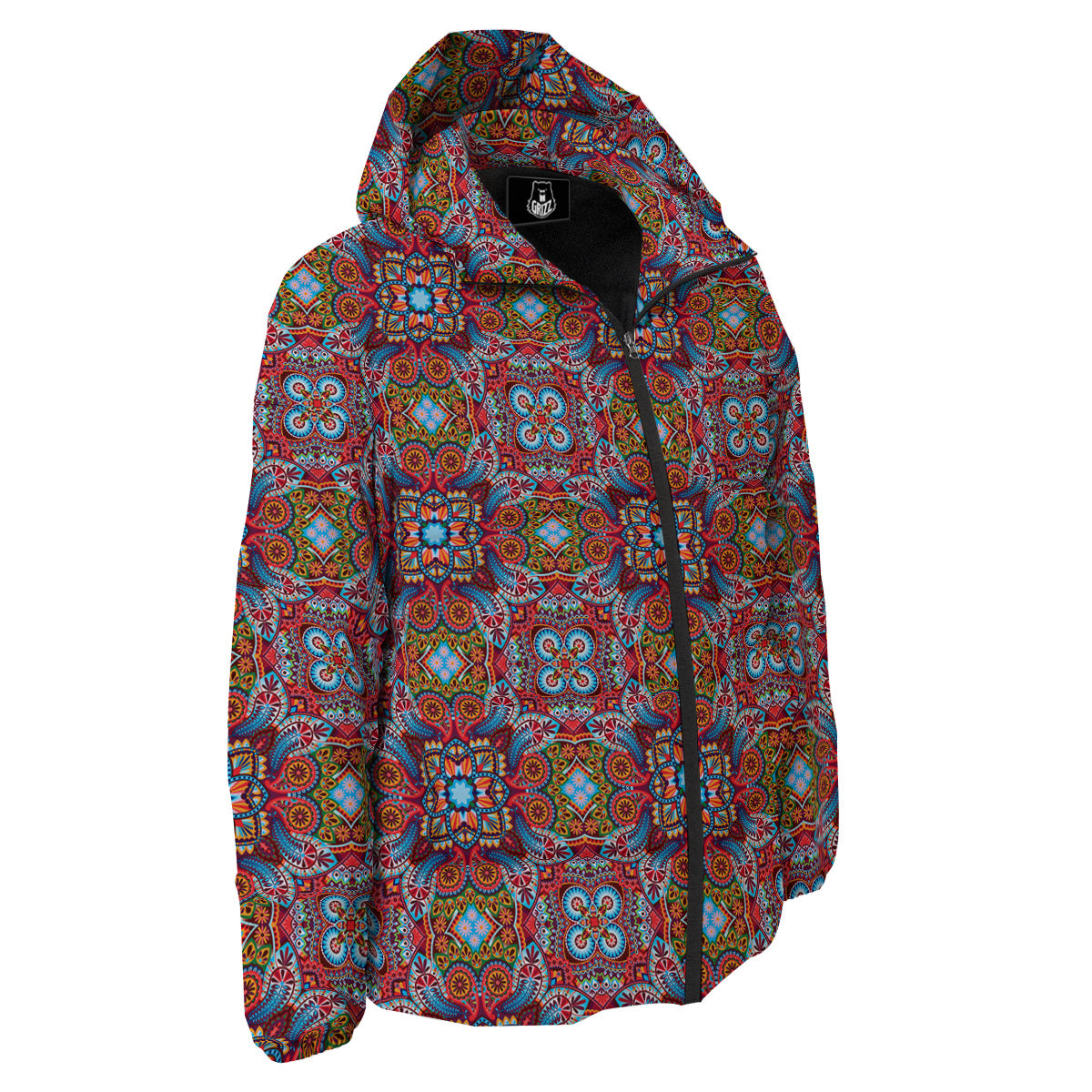 India Paisley Colorful Print Pattern Down Jacket-grizzshop