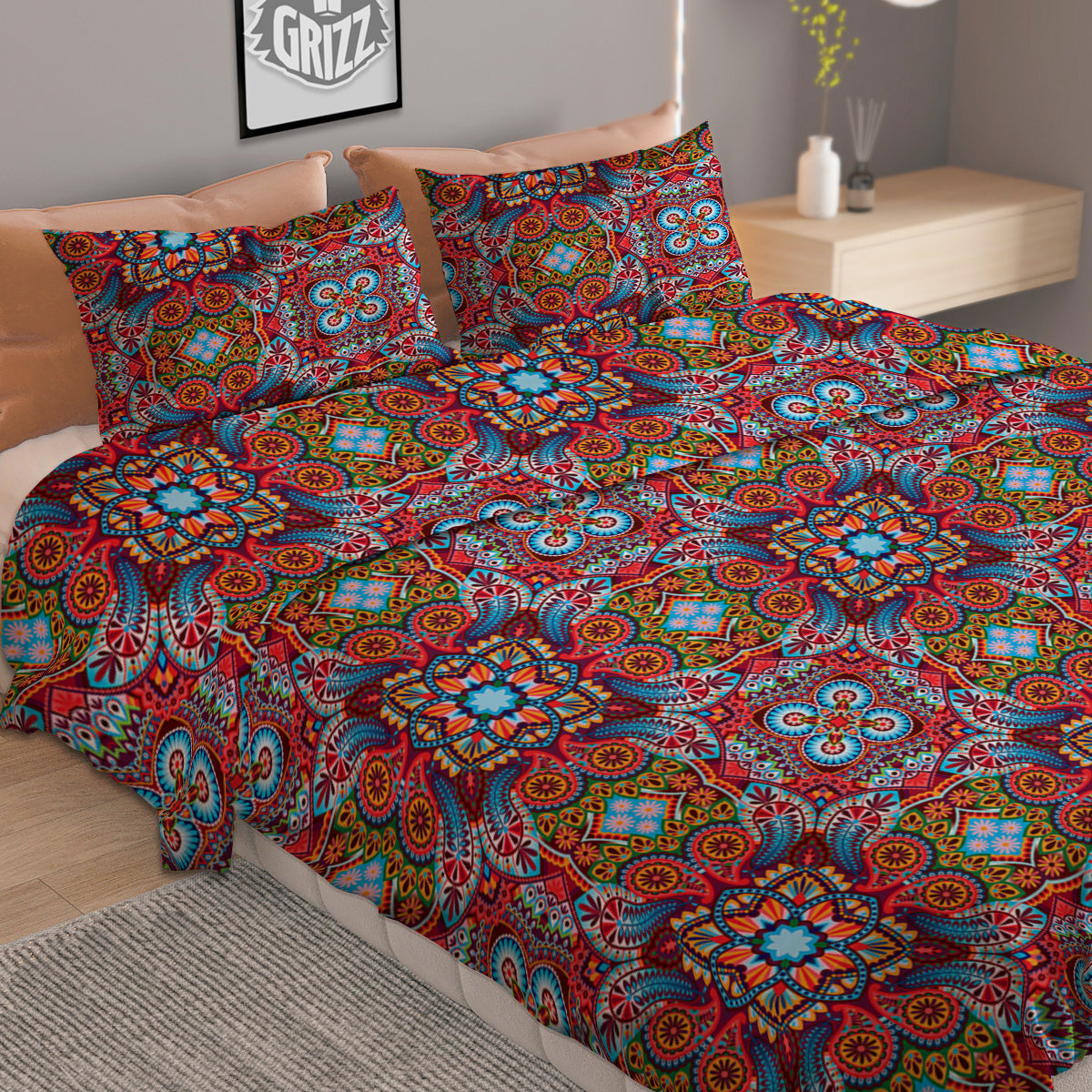 India Paisley Colorful Print Pattern Duvet Cover Bedding Set