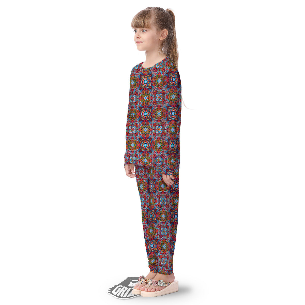 India Paisley Colorful Print Pattern Kid's Pajamas-grizzshop