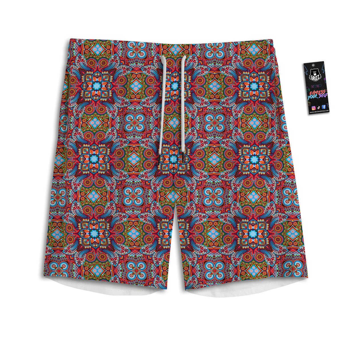 India Paisley Colorful Print Pattern Men's Athletic Shorts