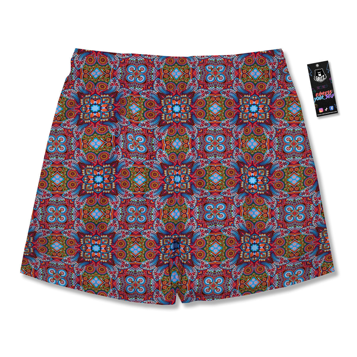 India Paisley Colorful Print Pattern Men's Running Shorts-grizzshop