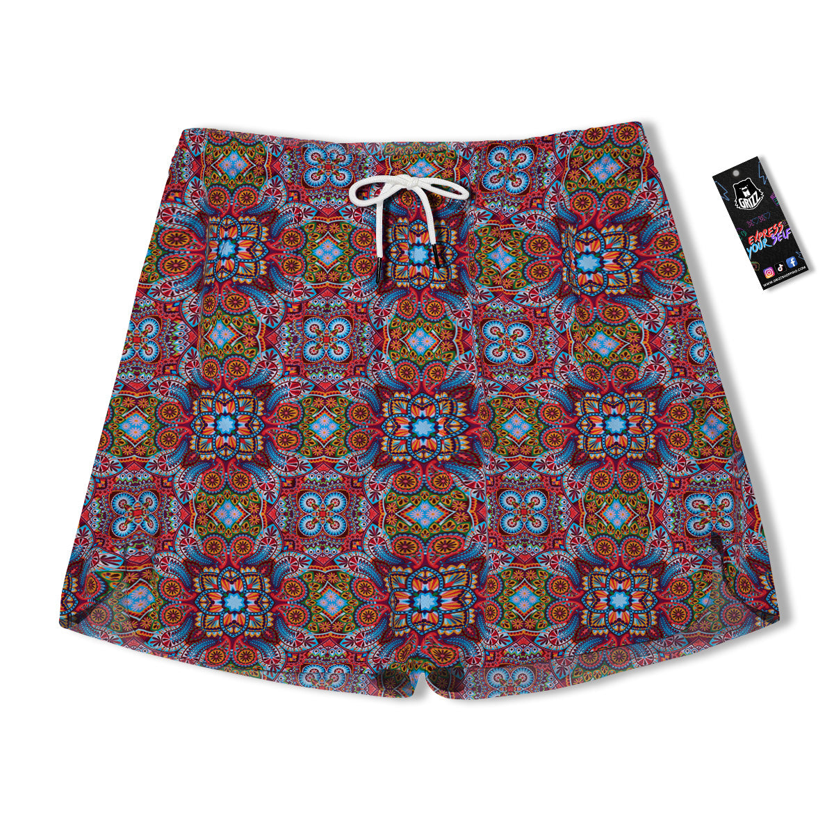 India Paisley Colorful Print Pattern Men's Running Shorts-grizzshop