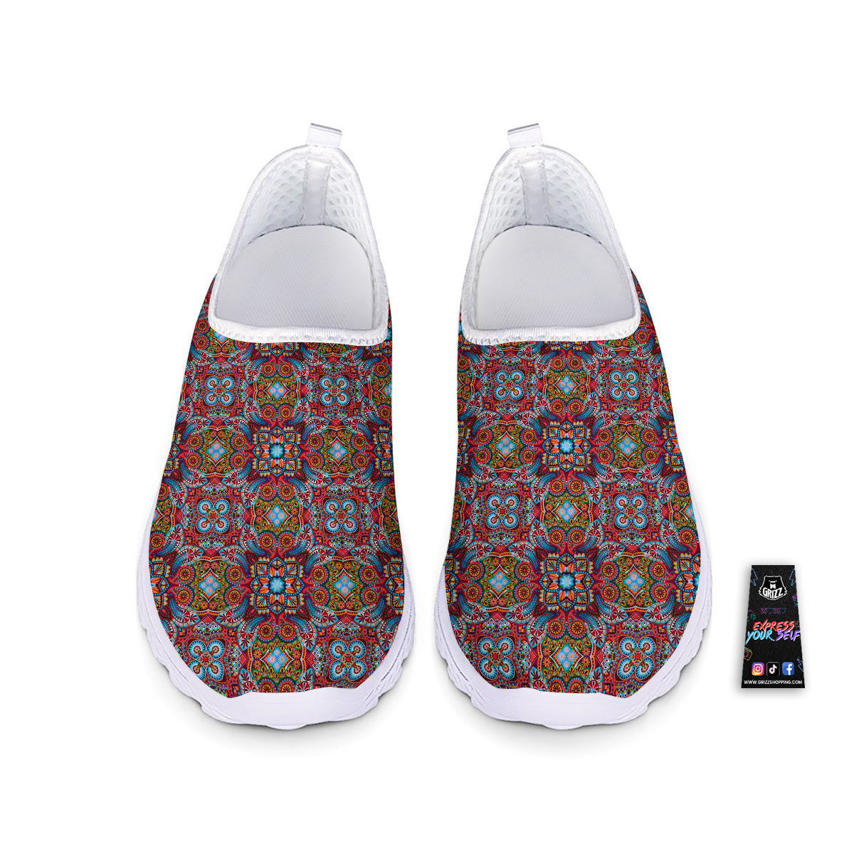 India Paisley Colorful Print Pattern Nurse Shoes-grizzshop