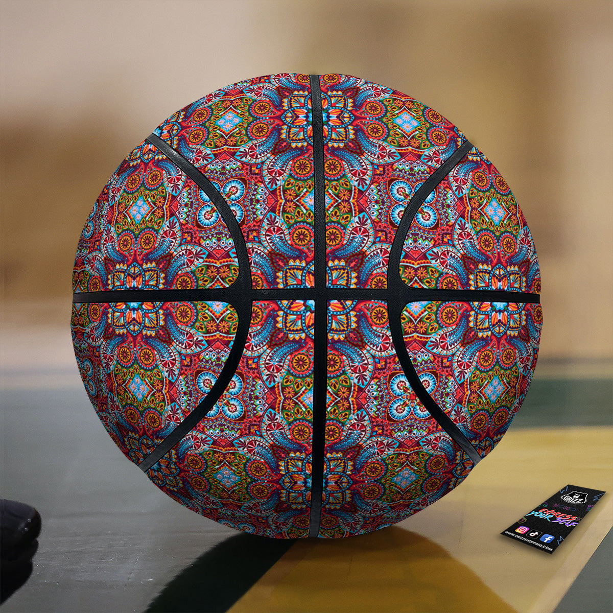 India Paisley Colorful Print Pattern Basketball