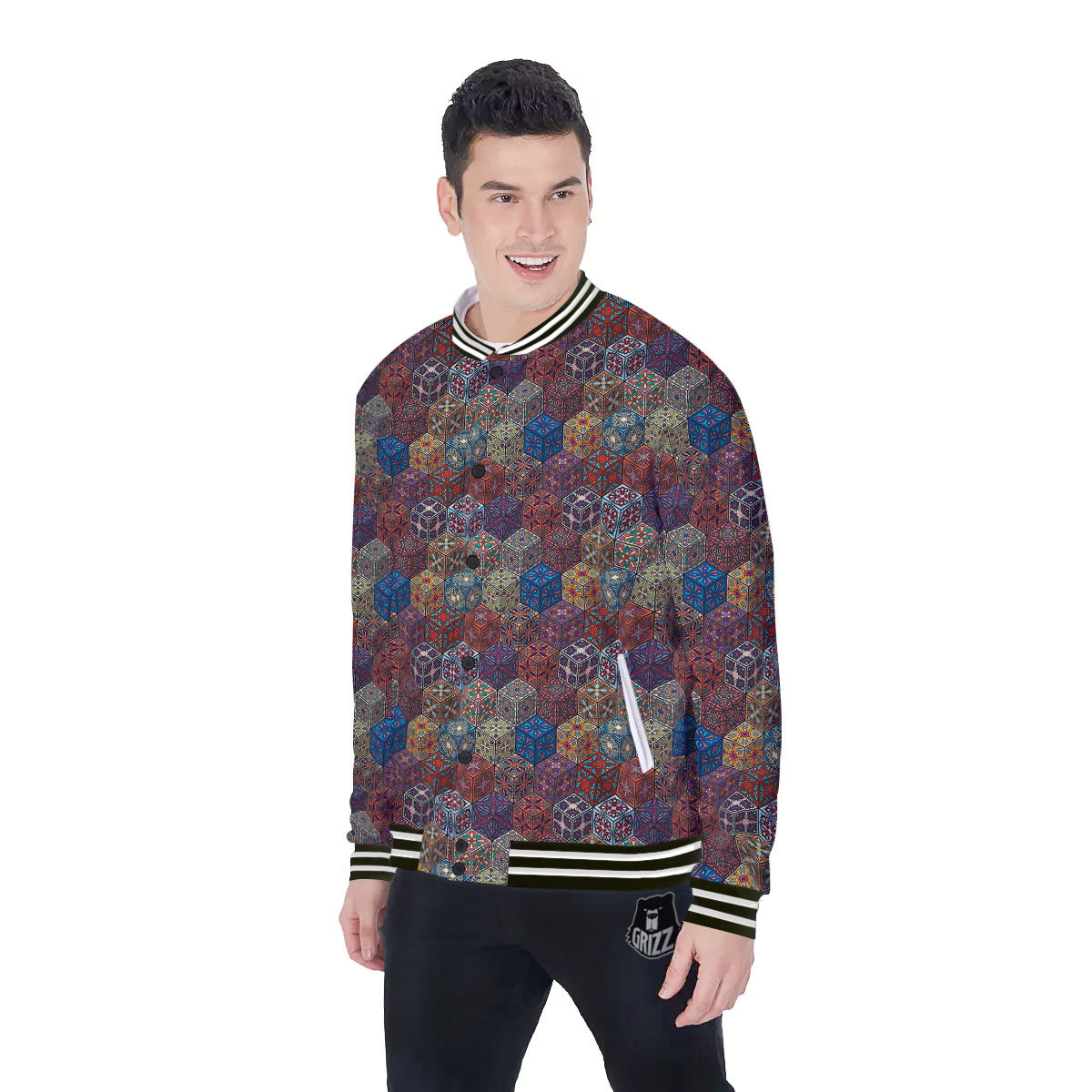 Indian Box Bohemian Print Pattern Baseball Jacket-grizzshop
