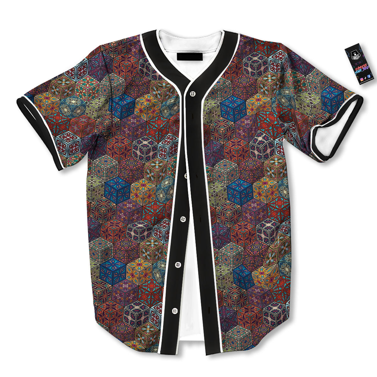 Indian Box Bohemian Print Pattern Baseball Jersey-grizzshop