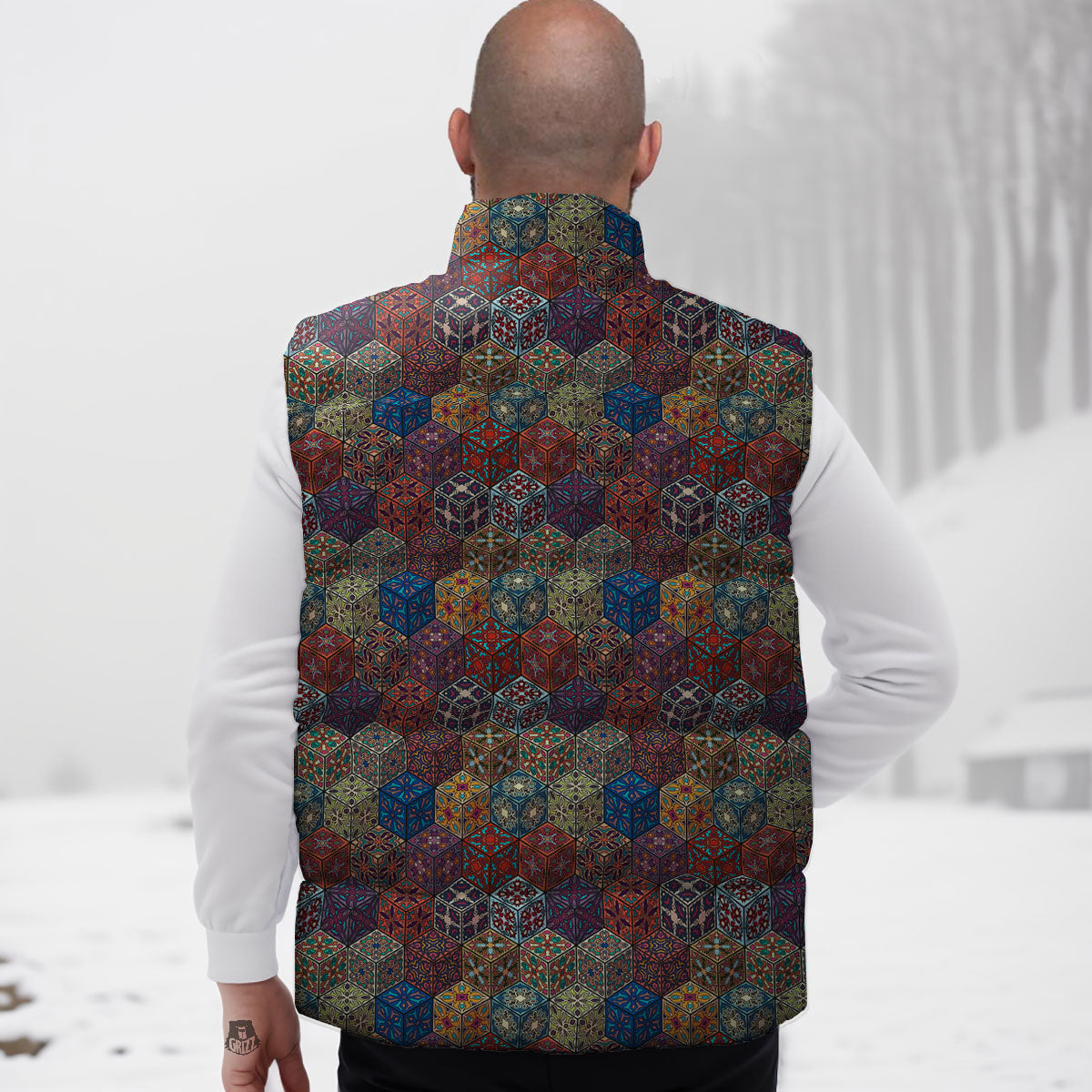 Indian Box Bohemian Print Pattern Down Vest