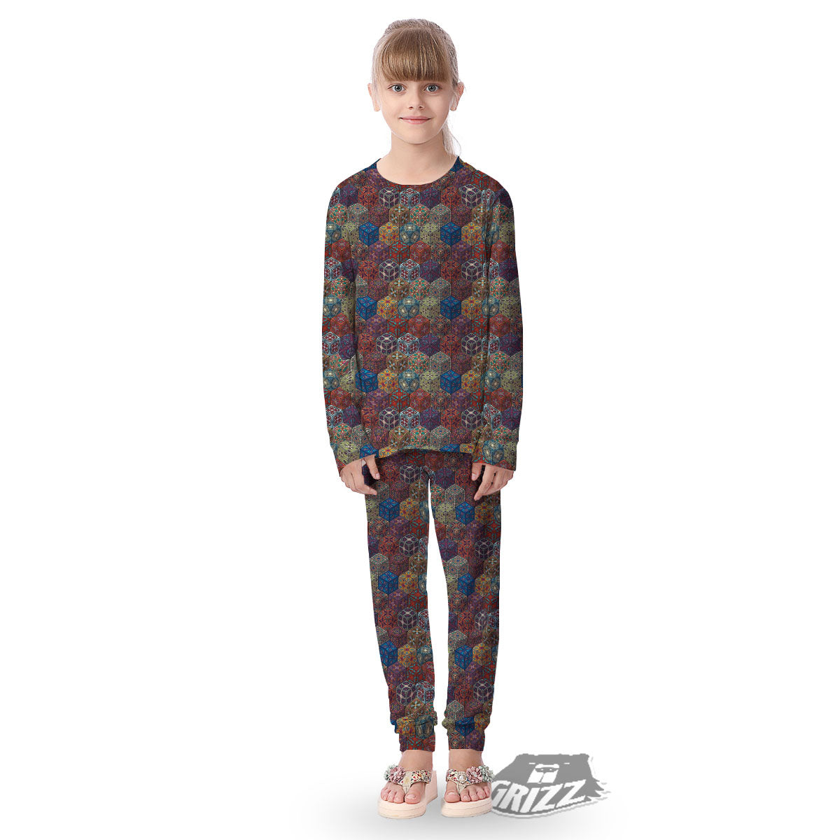 Indian Box Bohemian Print Pattern Kid's Pajamas-grizzshop