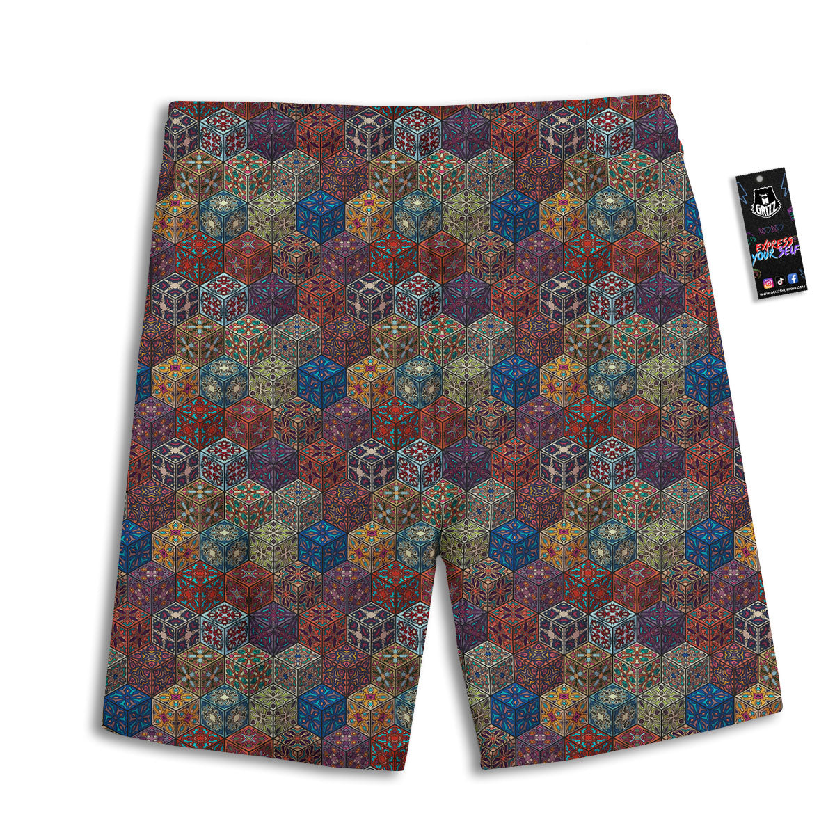 Indian Box Bohemian Print Pattern Men's Athletic Shorts