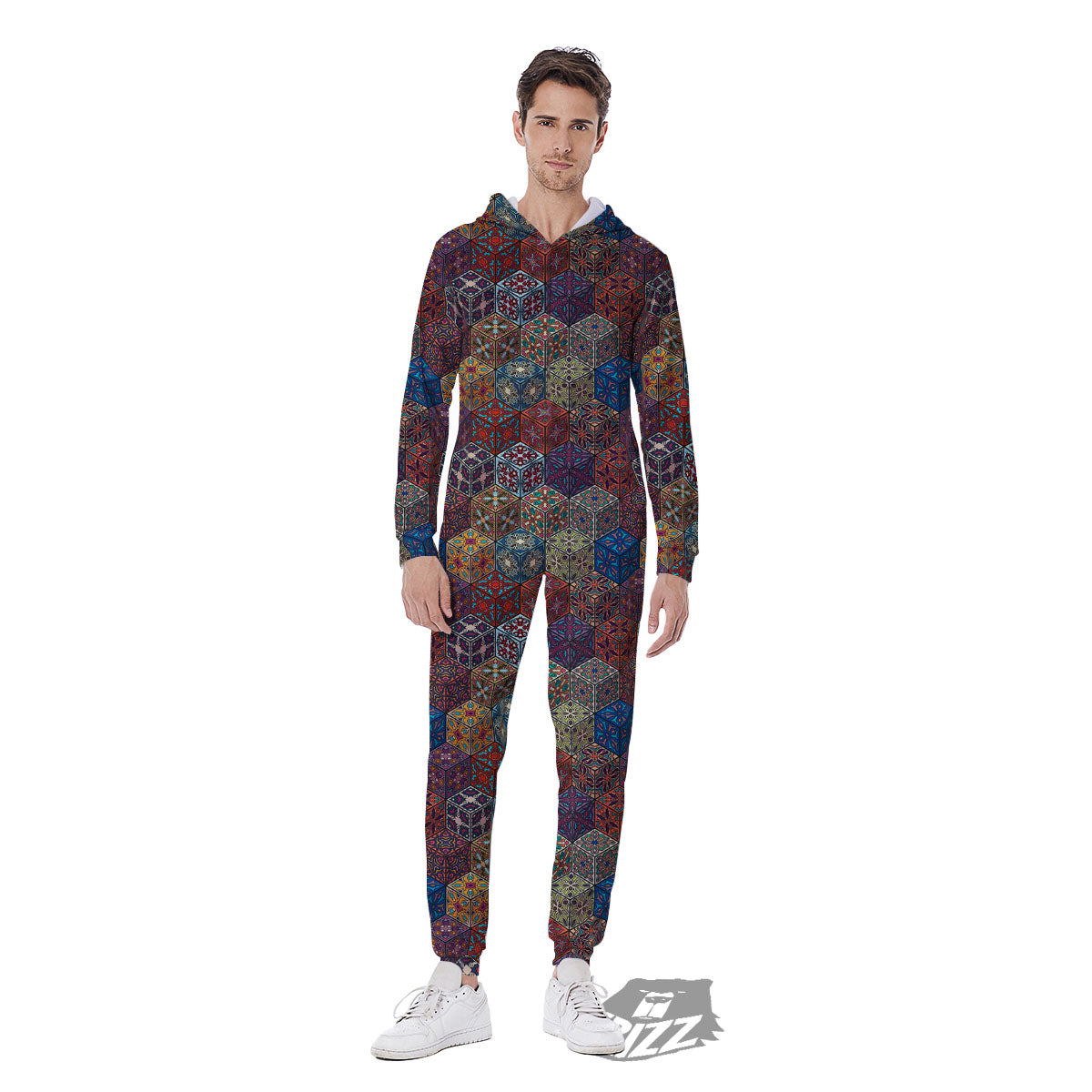 Indian Box Bohemian Print Pattern Men's Jumpsuit-grizzshop