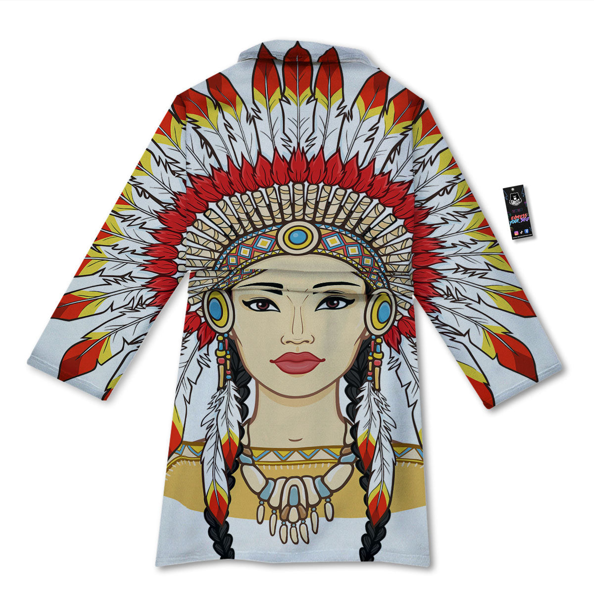 Indian Girl Native American Print Bathrobe-grizzshop