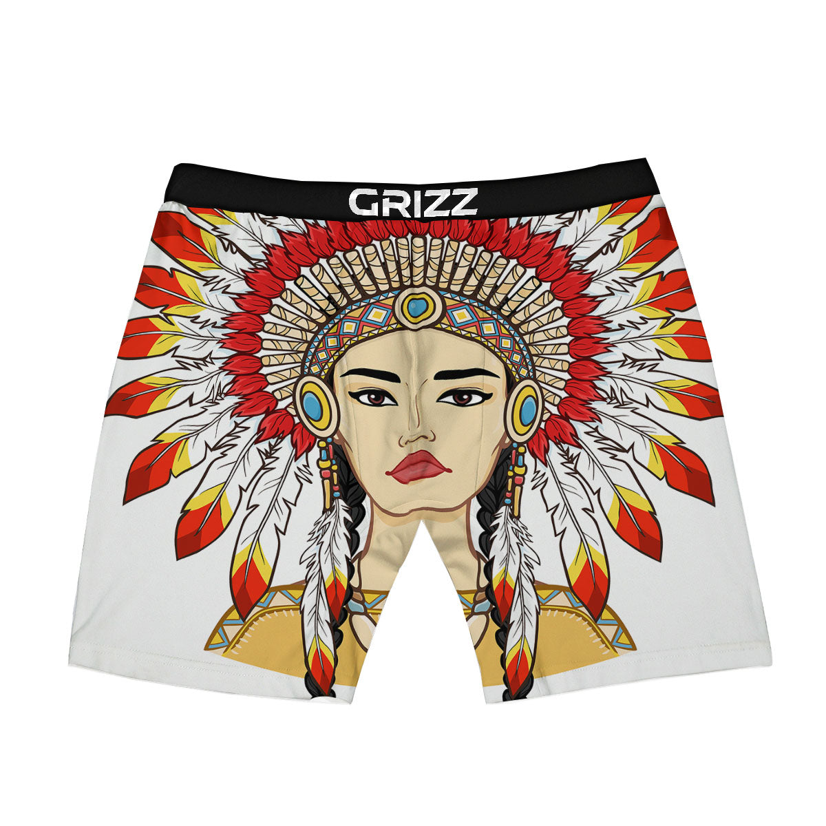 Indian Girl Native American Print Boxer Briefs-grizzshop