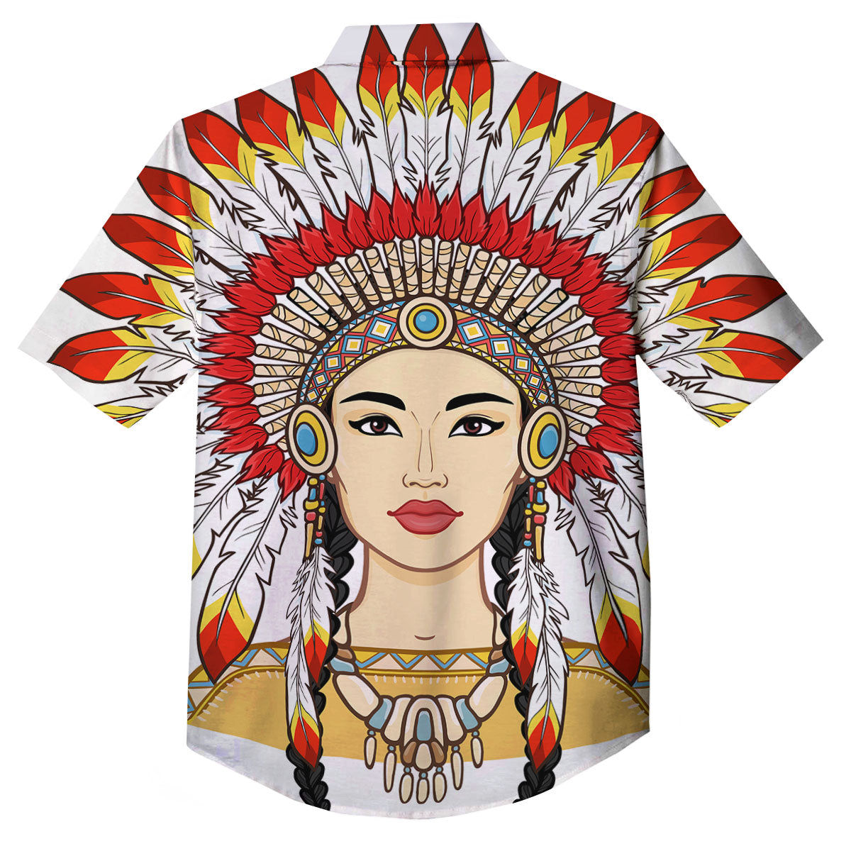 Indian Girl Native American Print Button Up Shirt-grizzshop