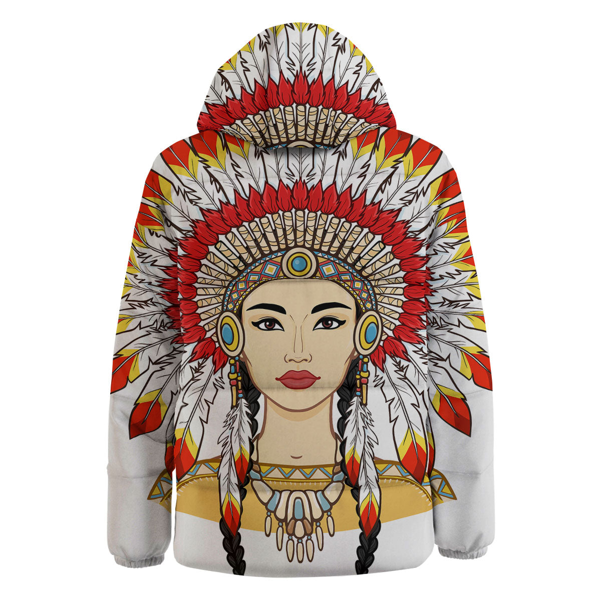 Indian Girl Native American Print Down Jacket-grizzshop