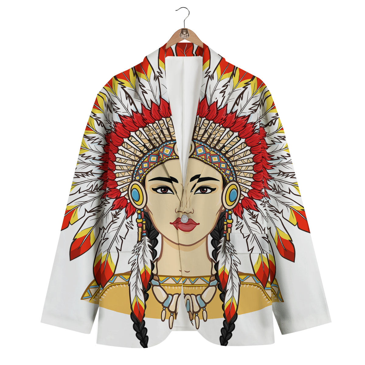 Indian Girl Native American Print Men's Blazer-grizzshop
