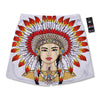 Indian Girl Native American Print Men's Running Shorts-grizzshop