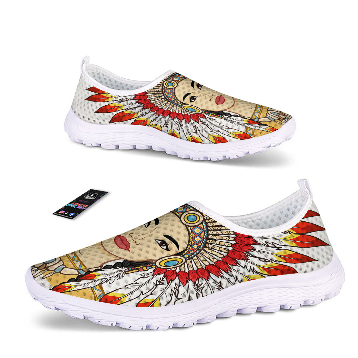 Indian Girl Native American Print Nurse Shoes-grizzshop