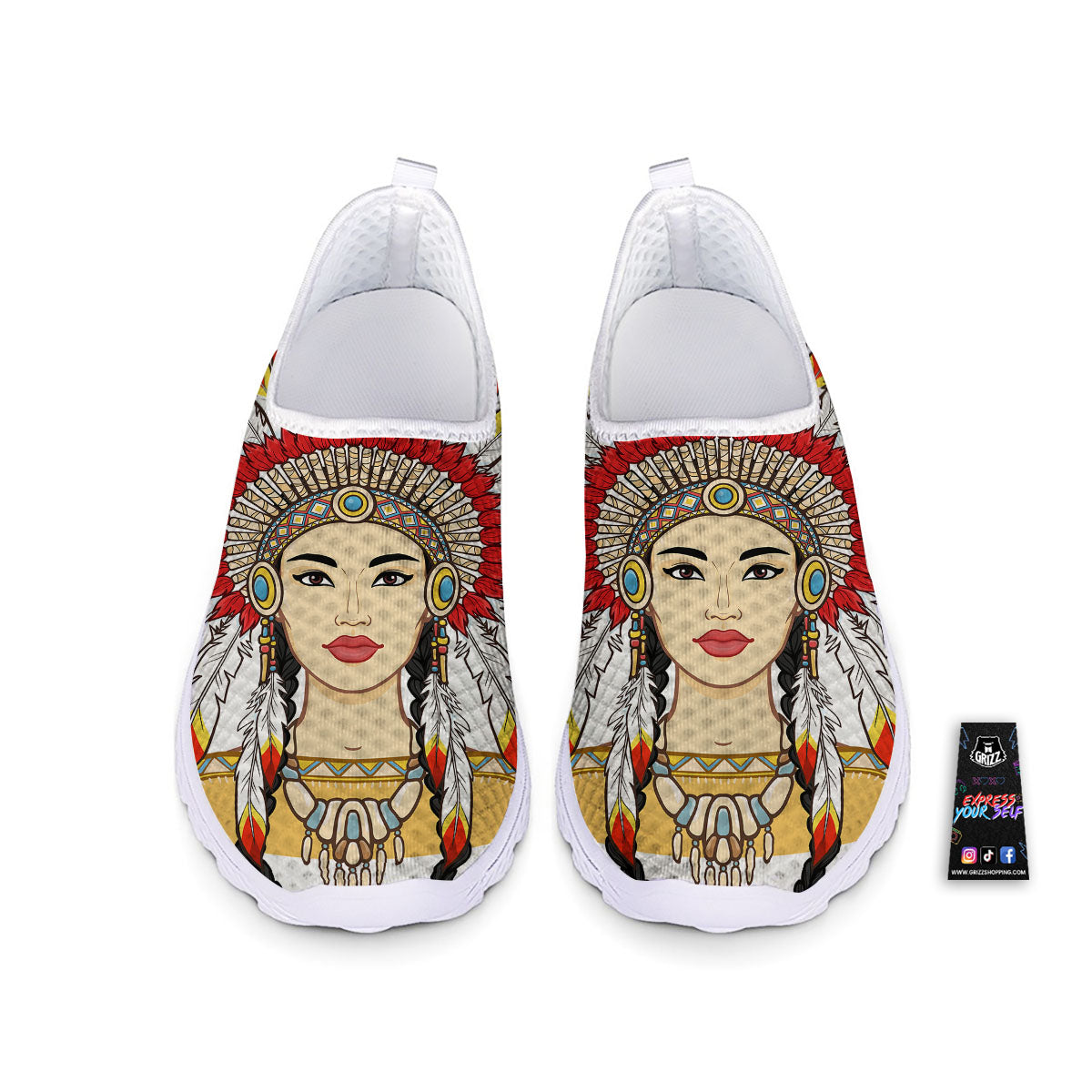 Indian Girl Native American Print Nurse Shoes-grizzshop